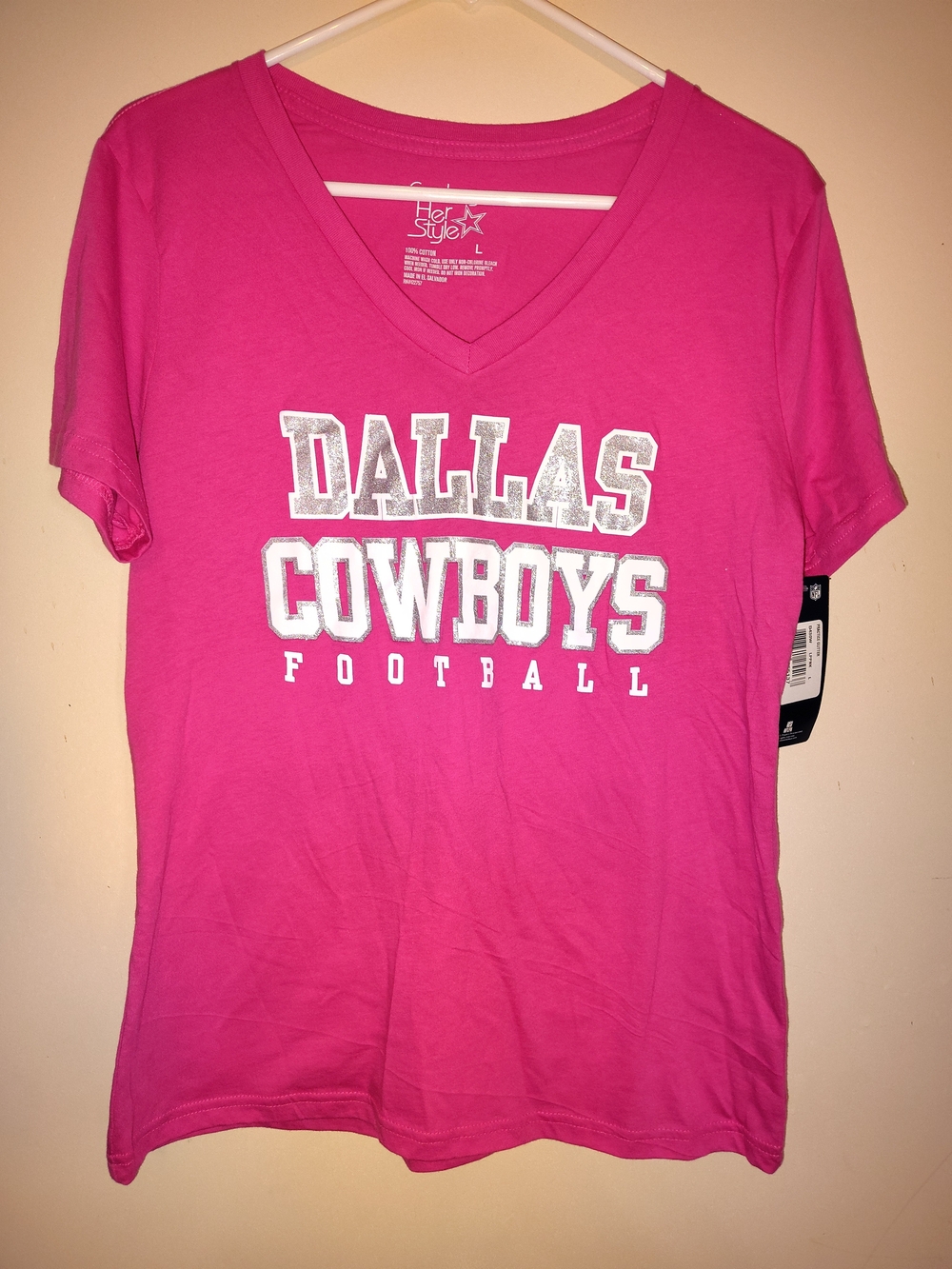 Herstyle Pink Dallas Cowboys V-Neck Football Tee